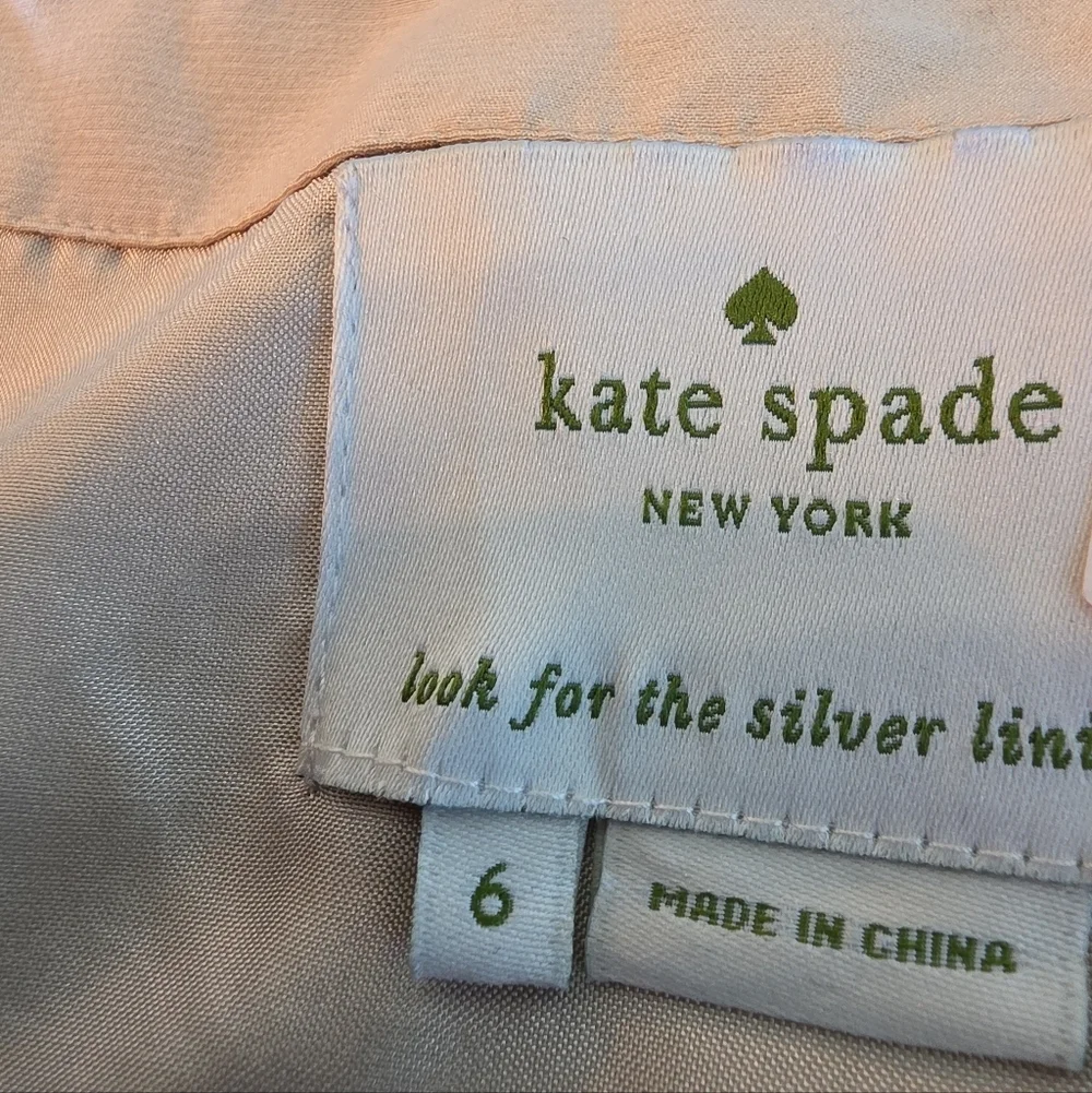 Kate Spade Polka Dot Ruffle Blouse Pink Cream Silk Side Zip Lined